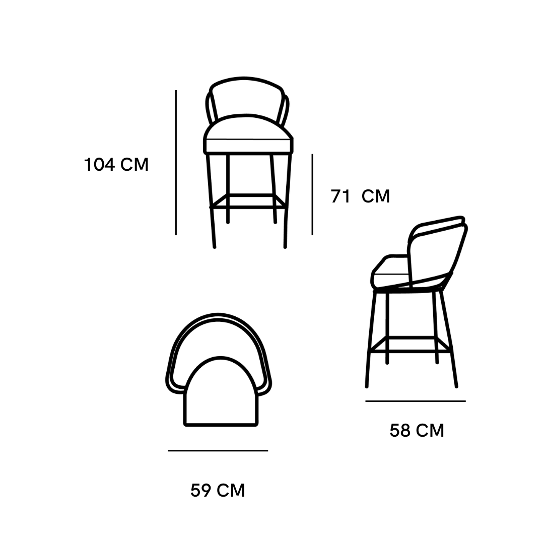 Banco Alto Magdalena Asiento textil y Respaldo interior de piel