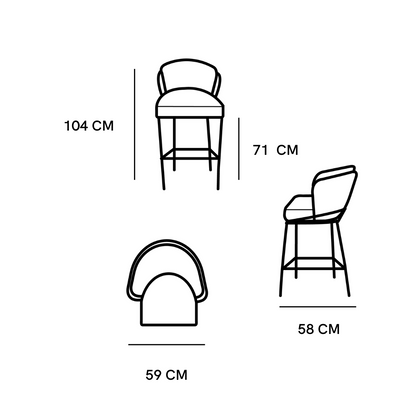 Banco Alto Magdalena Asiento textil y Respaldo interior de piel