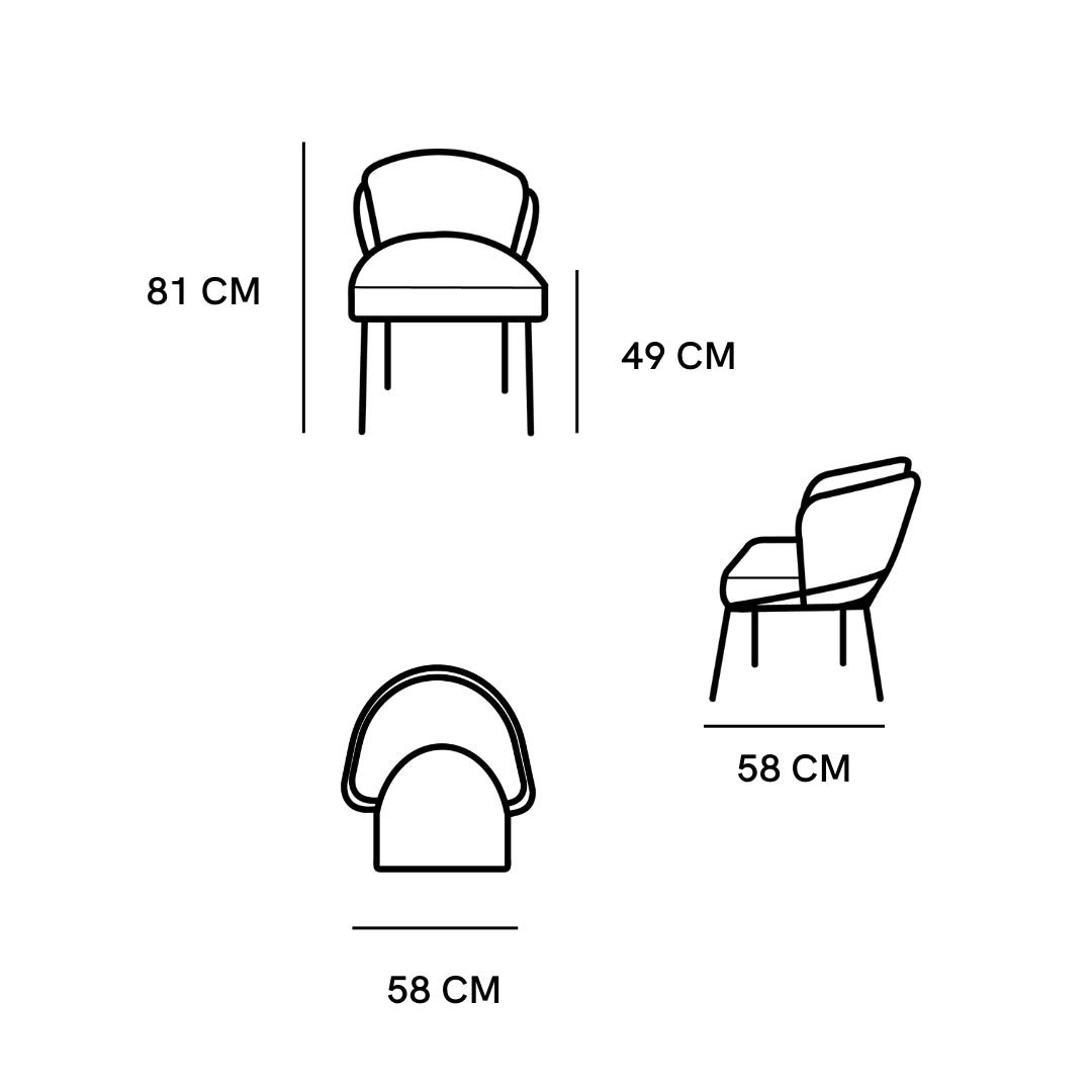 Silla Magdalena asiento textil verde y respaldo en piel