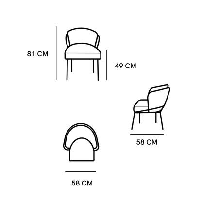 Silla Magdalena asiento textil verde y respaldo en piel