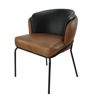 Silla Magdalena asiento piel cognac