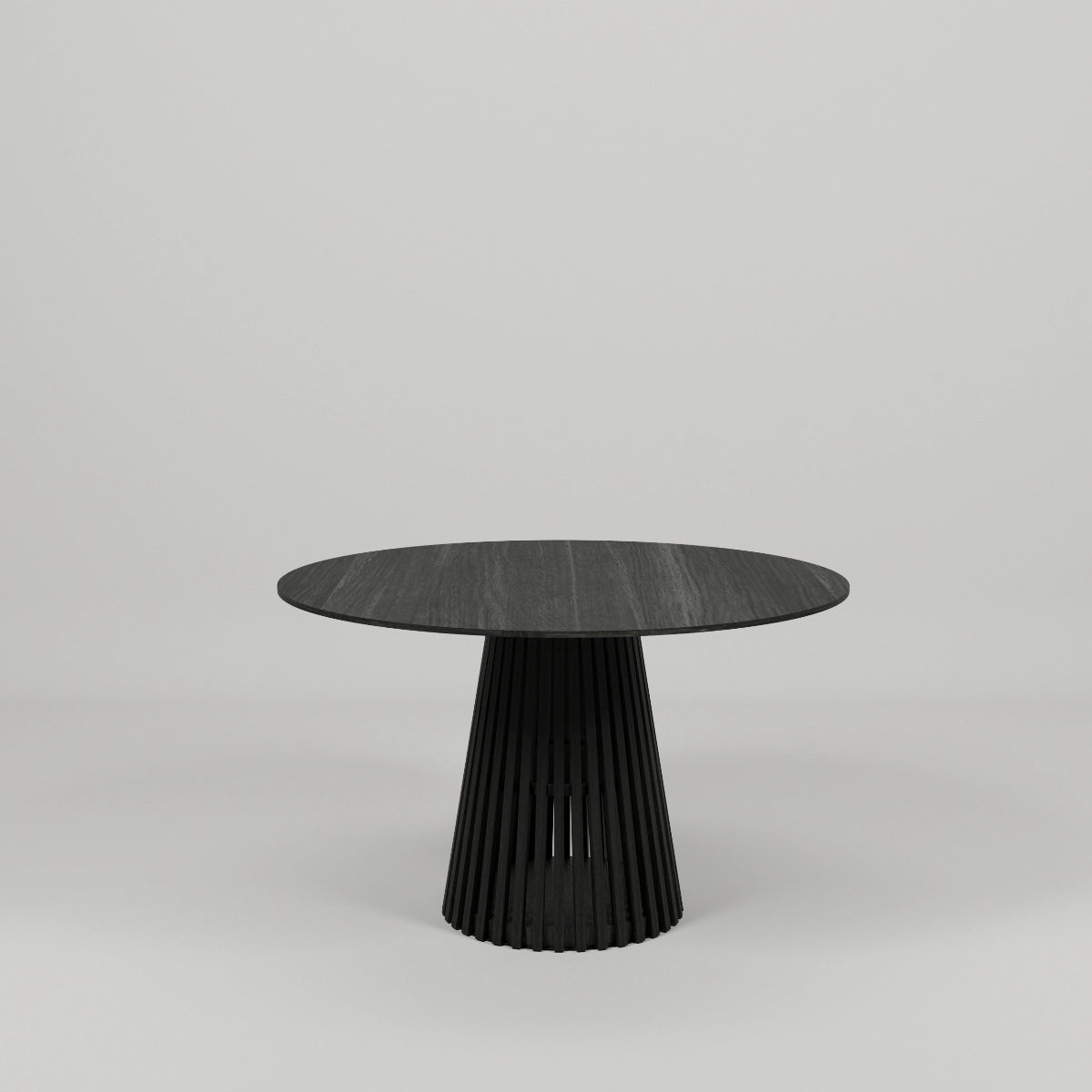 Mesa comedor contemporánea encino negro con base conica. FACTOR DIEZ