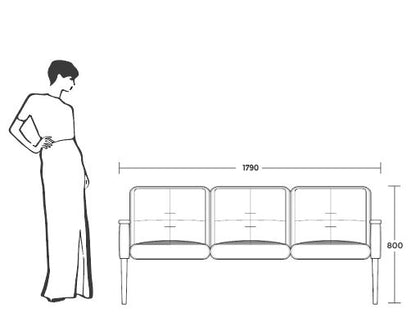 Medidas de Sillon twilight de tres plazas con madera de fresno. FACTOR DIEZSillon twilight de tres plazas con madera de fresno. FACTOR DIEZ